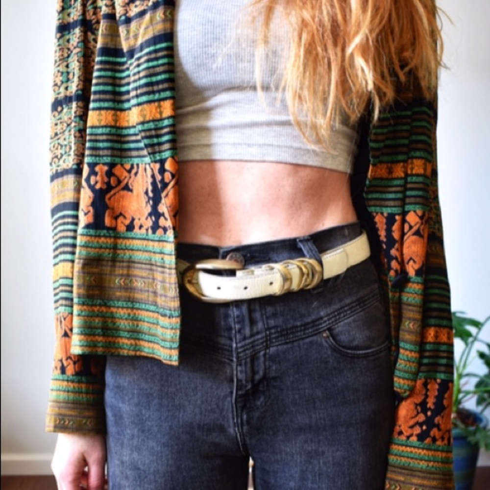 White Leather vintage belt